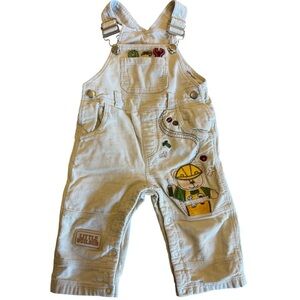 VINTAGE Nursery Rhyme corduroy overalls Appliqué 12 Months Little Builder